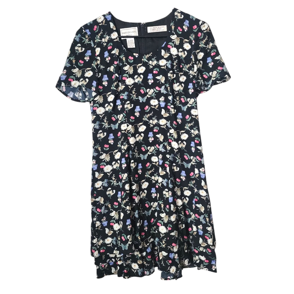 KARIN STEVENS x VINTAGE 90's moody floral‎ cherry print in black 4